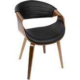Symphony Dining Chair in Black Leatherette & Walnut